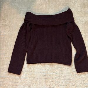 Elegant Off-Shoulder Sweater - Wine/Plum